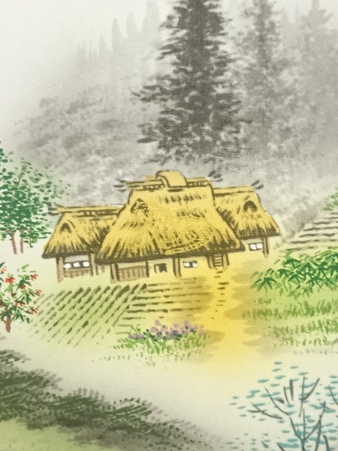 掛け軸 西村千里 作 天地人山水図 絹本 希少 軸装 茶道具 掛軸